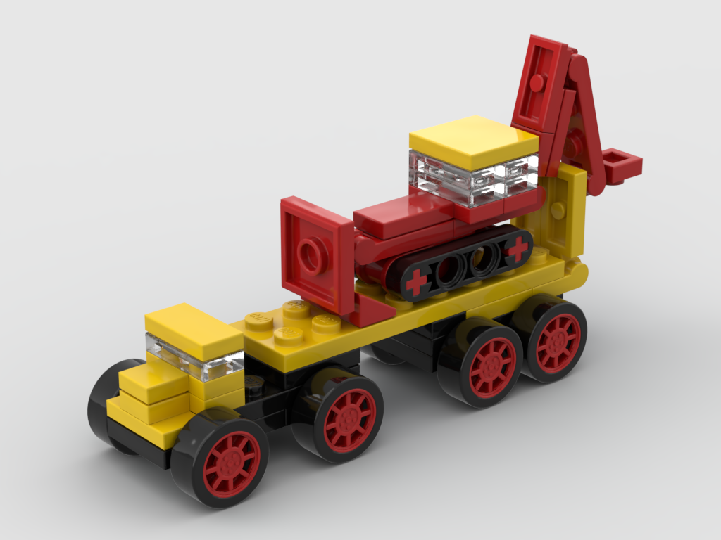 Micro low-loader with excavator – kit from LEGO® bricks