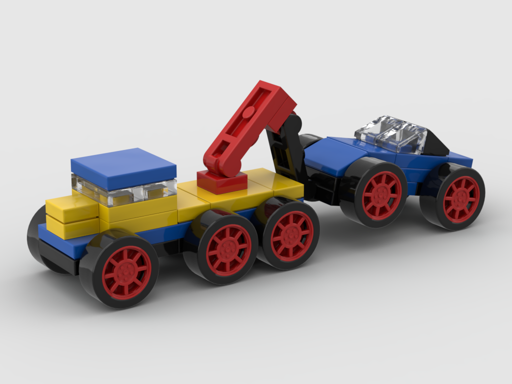 Micro Abschleppwagen und Auto – Bausatz aus LEGO®-Steinen