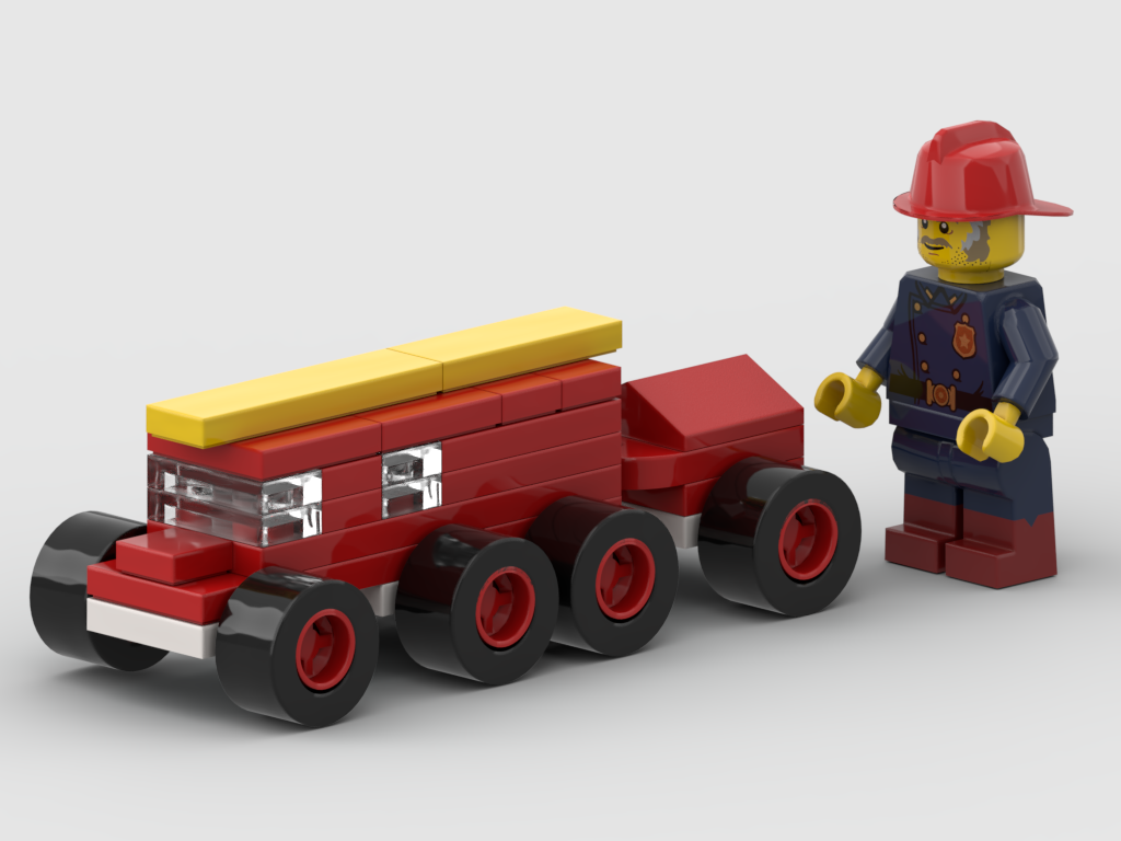 Micro fire engine with minifigure – kit from LEGO® bricks