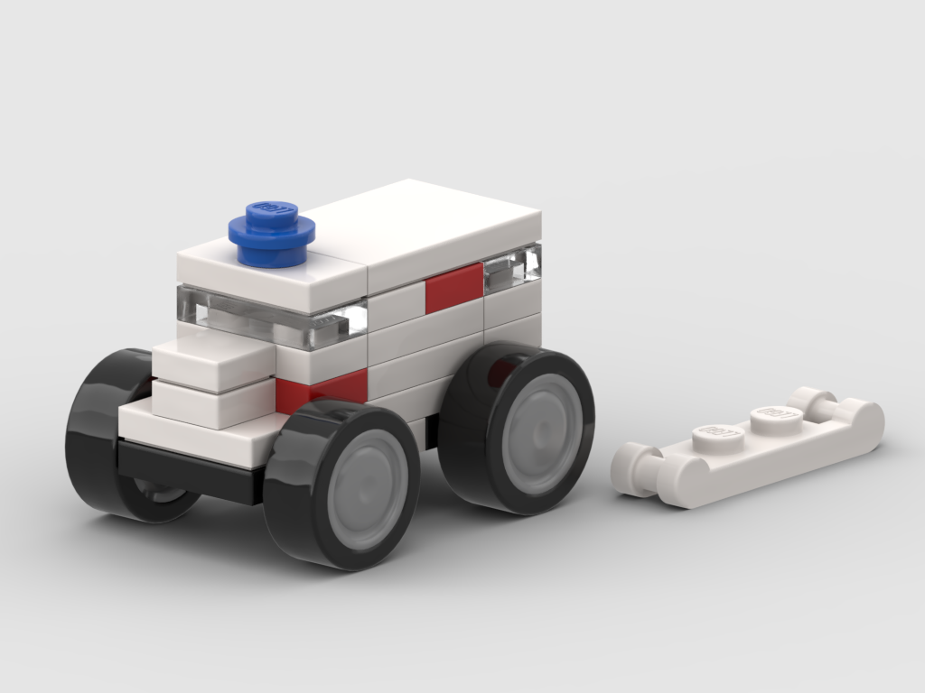 Micro Krankenwagen mit Trage – Bausatz aus LEGO®-Steinen