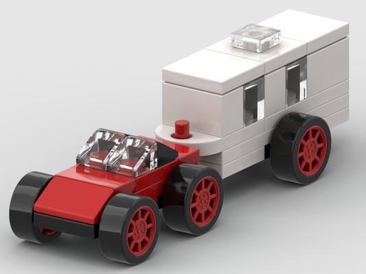 Micro Auto mit Wohnwagen – Bausatz aus LEGO®-Steinen